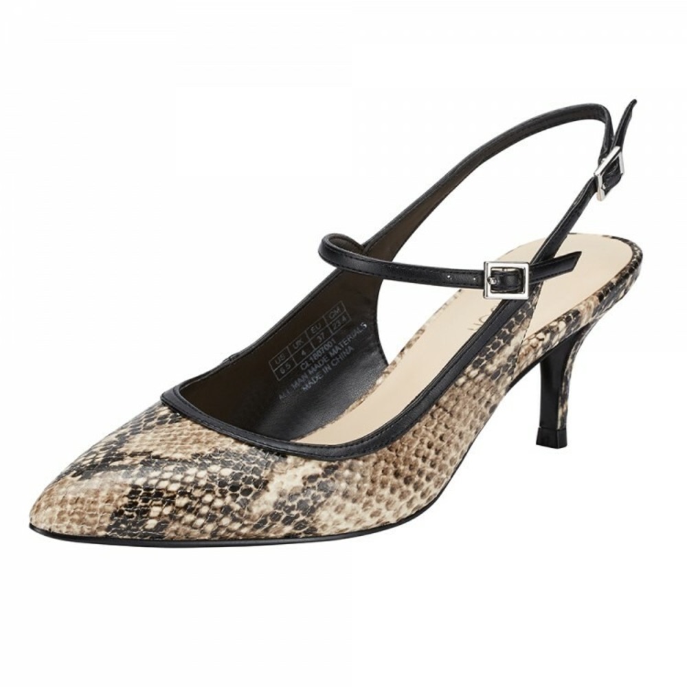 JENN ARDOR Hebe Slingback Pump Roccia KITTEN HEEL FAUX SNAKE SKIN‎ SIZE 6.5